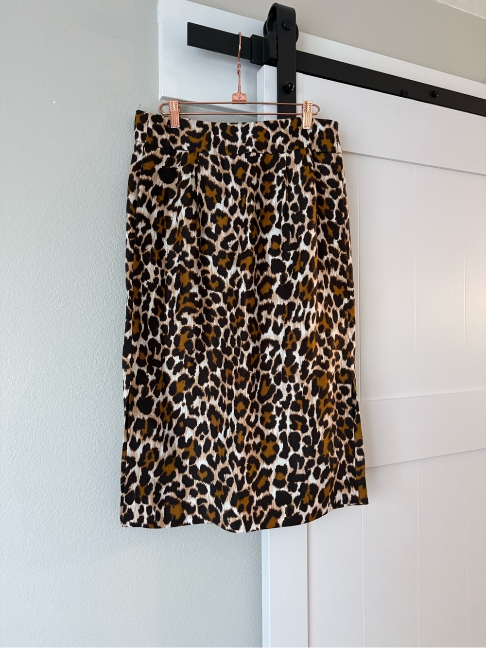 J. Crew Leopard-Print Midi Skirt in Brown, Black, and Cream